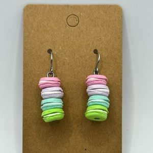 Pastel colored stacked macaroons dangling earrings